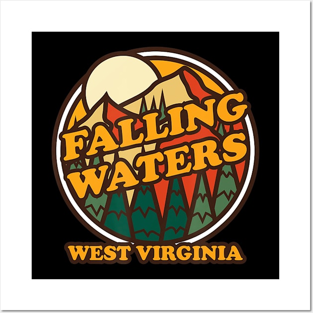 Vintage Falling Waters, West Virginia Mountain Hiking Print Wall Art by crowominousnigerian 